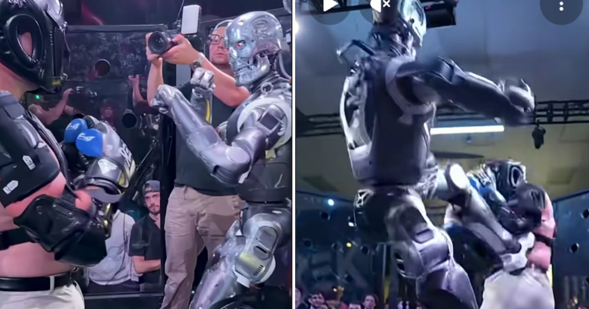 Tres rounds contra un robot de 1,83 metros: la pelea que terminó con la mano rota y una intimación oficial en California